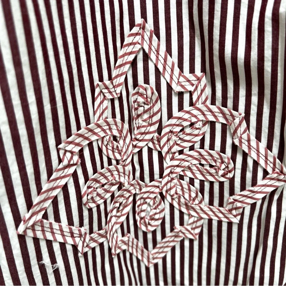 New Powder Pink Brown Striped Skirt‎ A-Line Office Siren School Teacher 3D Artsy